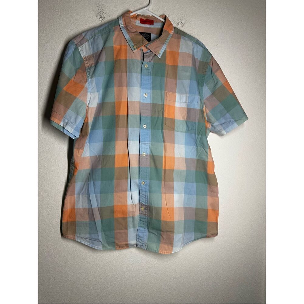 St. John’s Bay MEN'S PLAID COMFORT STRETCH BUTTON DOWN SHIRT Sz XL SHORT SLEEVE